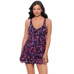 NEW Swim Solutions Bal Harbour Abstract Bow Swim Dress Size 8 One Piece NWT